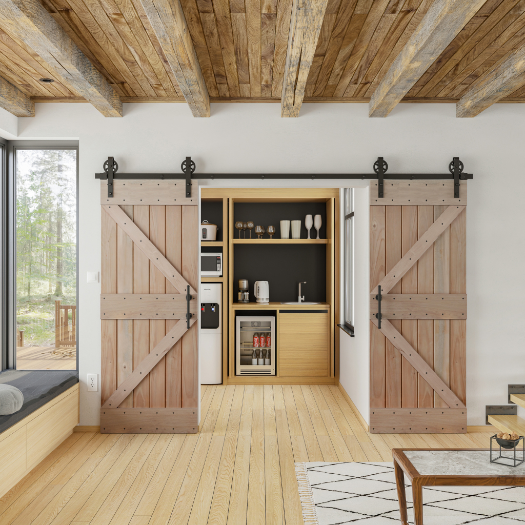 Rustic Sliding Door Hardware 84" Sliding Barn Door Track And Hardware