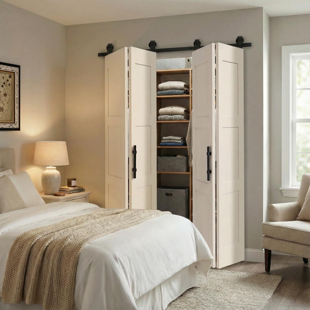 Top Mount Double Bifold Barn Door Hardware Kit – Dusty's Rustic