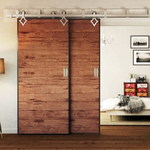 Country-Style-Double-Barn-Door-Hardware-Kit-Nickel-Finish-Front-View