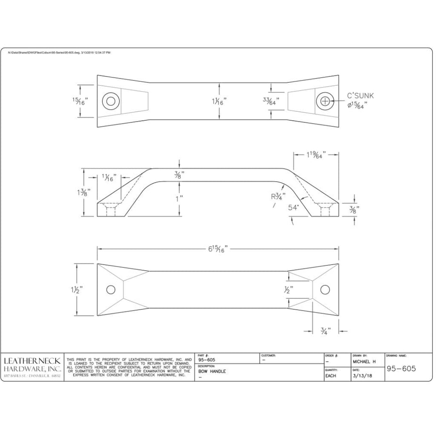 Leatherneck Hardware Cast Iron Lower Profile Bow Handle – Dusty's ...